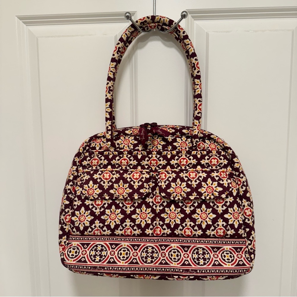 Vera Bradley Maroon Medallion Shoulder Bag, Zipper Closure